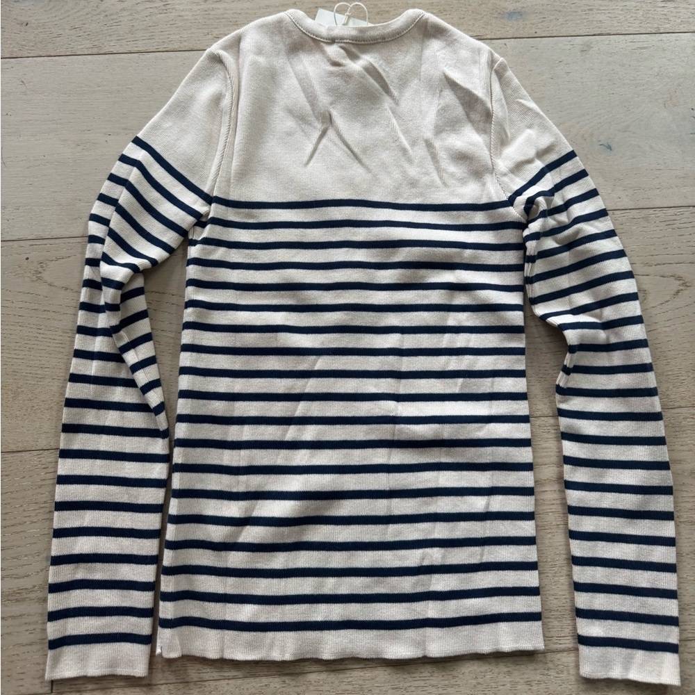NWT Sezane Alexis sweater pullover Jumper natural/marine XS - Picture 5 of 8